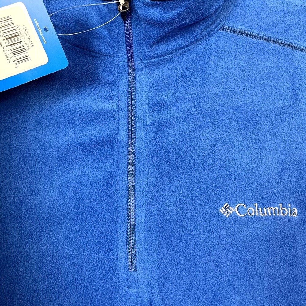 Columbia Mens Fleece Pullover Sweater Size 1X Royal Blue 1/4 Zip Sun Protection - Picture 10 of 10